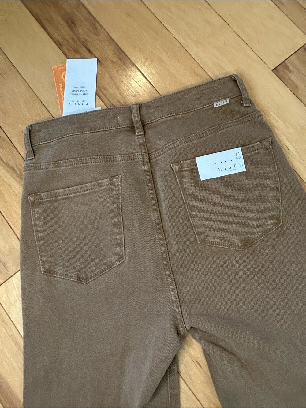 NWT Risen Cocoa Brown High Rise Raw Hem Slit Straight Juniors Jeans - Picture 6 of 16